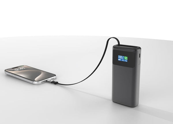 Powerbank 10000 mAh Quantum PD 45W RCS con schermo grigio - personalizzabile con logo