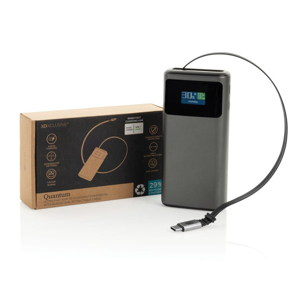 Powerbank 10000 mAh Quantum PD 45W RCS con schermo grigio - personalizzabile con logo