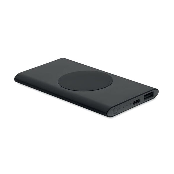 Powerbank 5000mAh 15W alu riciclato Nero - personalizzabile con logo