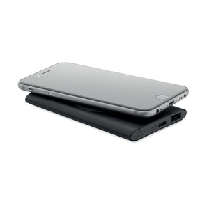 Powerbank 5000mAh 15W alu riciclato Nero - personalizzabile con logo