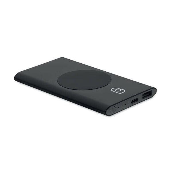 Powerbank 5000mAh 15W alu riciclato Nero - personalizzabile con logo