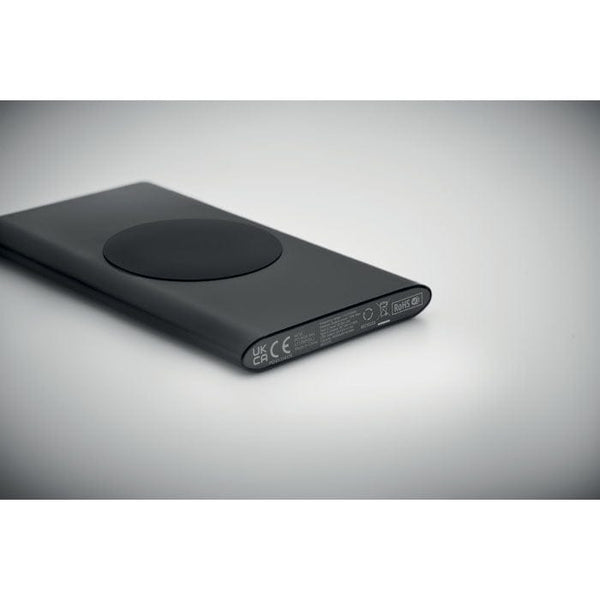 Powerbank 5000mAh 15W alu riciclato Nero - personalizzabile con logo