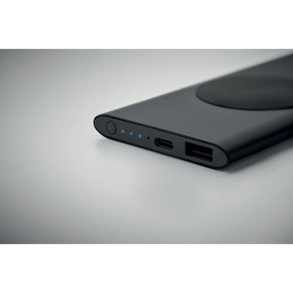 Powerbank 5000mAh 15W alu riciclato Nero - personalizzabile con logo