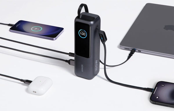 Powerbank Anker da 25.000 mAh 165W con cavo integrato grigio - personalizzabile con logo