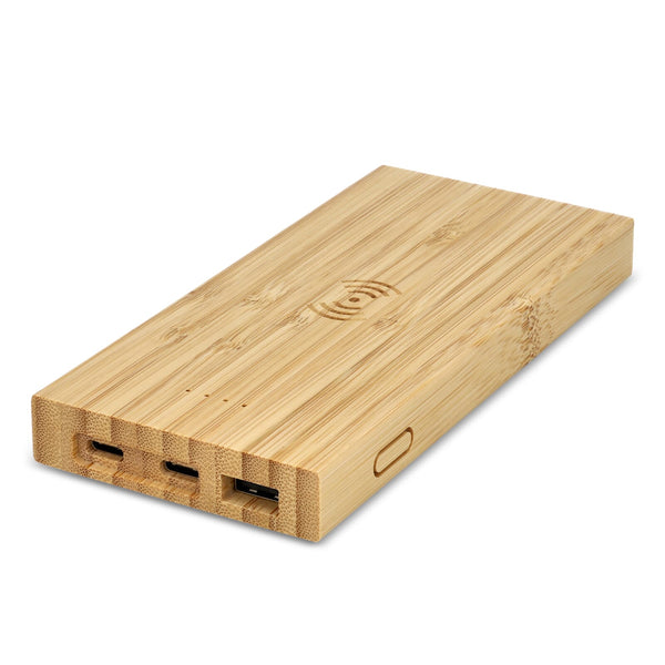 Powerbank bamboo wireless 8000mAh natural - personalizzabile con logo