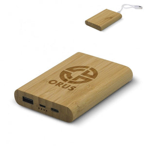 Powerbank bambù 5.000mAh beige - personalizzabile con logo