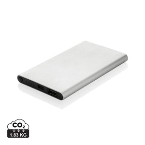 Powerbank da 4000 mAh in pla/alu riciclati RCS con Type-C color argento - personalizzabile con logo