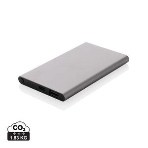 Powerbank da 4000 mAh in pla/alu riciclati RCS con Type-C grigio scuro - personalizzabile con logo