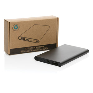 Powerbank da 4000 mAh in pla/alu riciclati RCS con Type-C - personalizzabile con logo