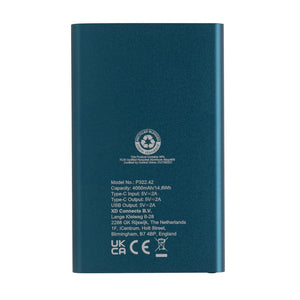 Powerbank da 4000 mAh in pla/alu riciclati RCS con Type-C - personalizzabile con logo