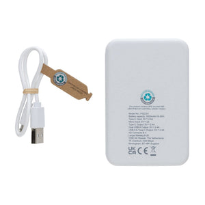 Powerbank da 5.000 mAh in plastica riciclata RCS - personalizzabile con logo