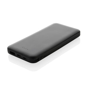 Powerbank Lockhart RCS in plastica riciclata 10.000 con cavi nero - personalizzabile con logo