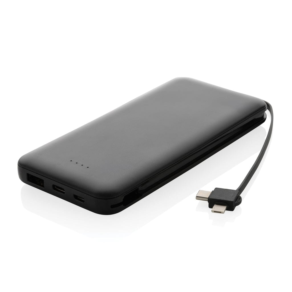 Powerbank Lockhart RCS in plastica riciclata 10.000 con cavi - Personalizza  - Selezione top