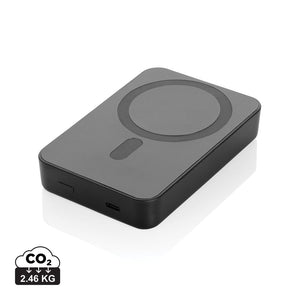 Powerbank magnetica 10.000mAh Amporia in rPlastica RCS nero - personalizzabile con logo
