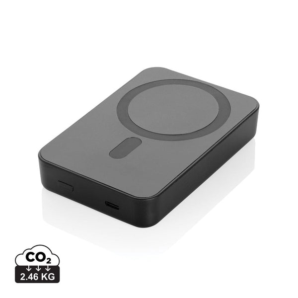 Powerbank magnetica 10.000mAh Amporia in rPlastica RCS nero - personalizzabile con logo
