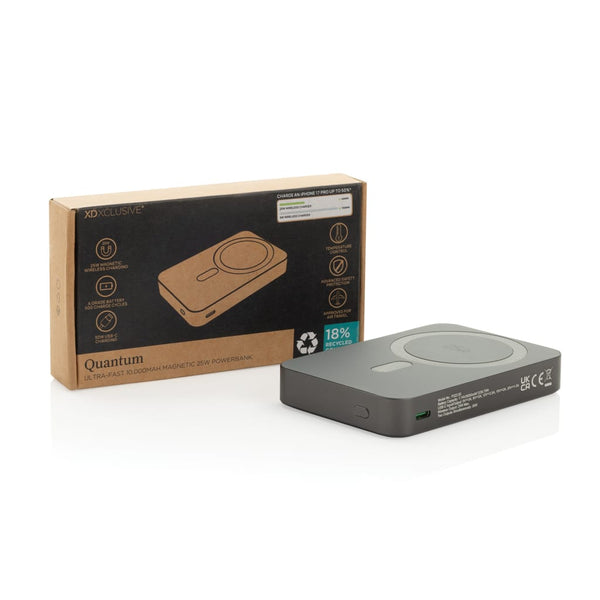 Powerbank magnetica 10.000mAh Quantum ultra veloce 25W RCS grigio - personalizzabile con logo