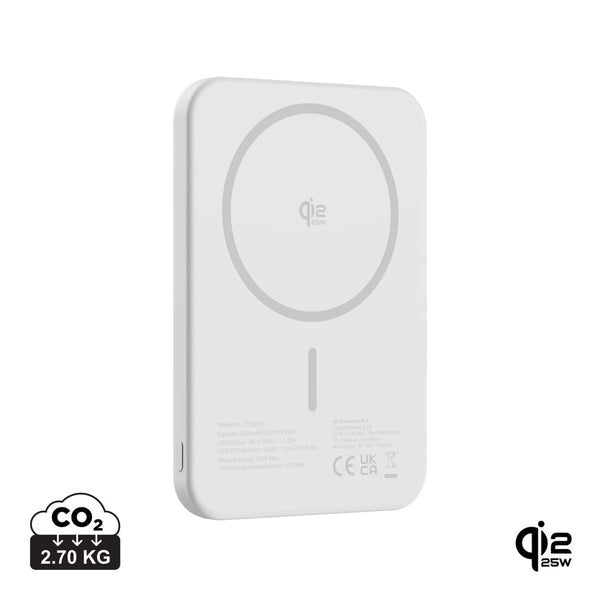 Powerbank magnetica 5000 mAh Qi2.2 25W Urban Vitamin Pomona color argento - personalizzabile con logo