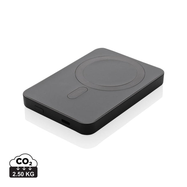 Powerbank magnetica Magnetix 5000 mah in plastica RCS nero - personalizzabile con logo