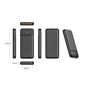 Powerbank Nolu con display LED 10.000 mAh Nero - personalizzabile con logo