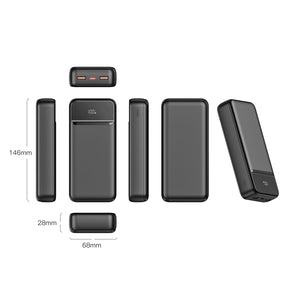 Powerbank Nolu con display LED 20000 mAh Nero - personalizzabile con logo