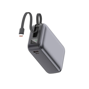 Powerbank Nova Laptop 65W con cavo USB-C integrato 30000 mAh Grigio scuro - personalizzabile con logo