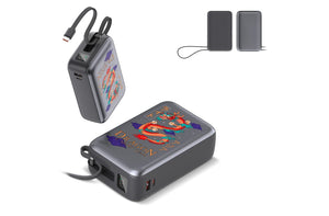 Powerbank Nova Laptop 65W con cavo USB-C integrato 30000 mAh Grigio scuro - personalizzabile con logo