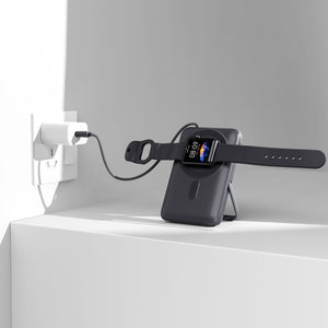 Powerbank Nova Wireless compatibile con MagSafe e Apple Watch 10000 mAh Grigio scuro - personalizzabile con logo