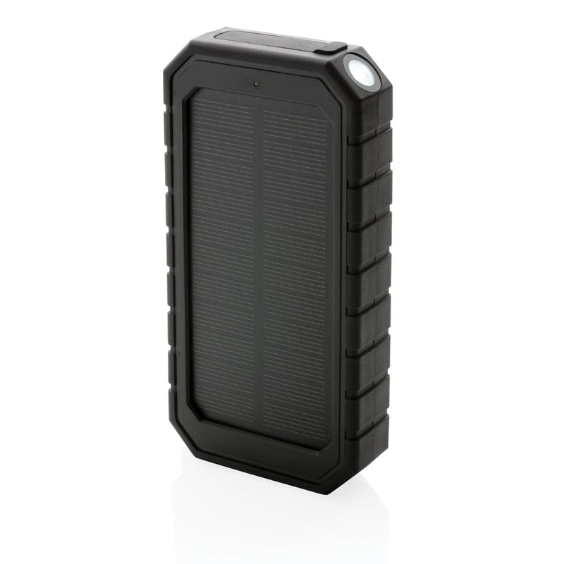Powerbank solare 10.000 mAh 10W in plastica RCS nero - personalizzabile con logo