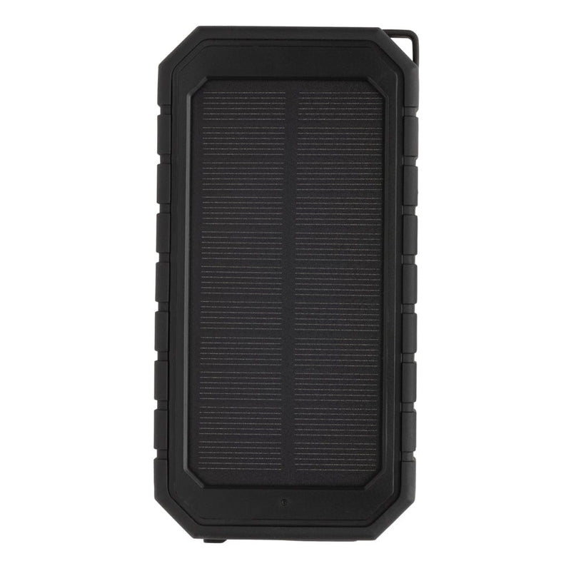 Powerbank solare 10.000 mAh 10W in plastica RCS nero - personalizzabile con logo