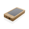 Powerbank solare 10.000 mAh in bambù marrone - personalizzabile con logo
