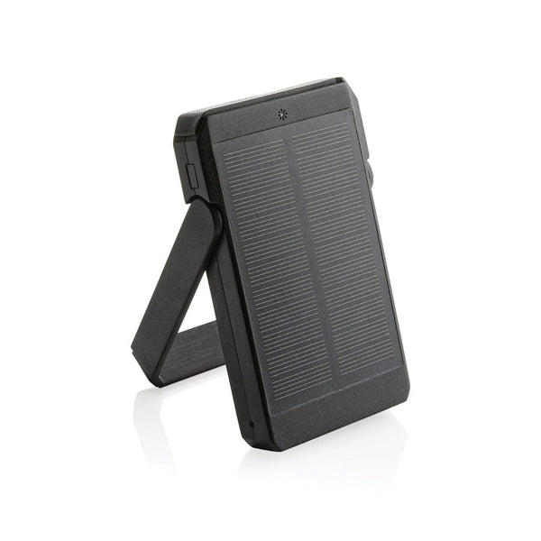 Powerbank solare 5000 mAh Skywave in plastica riciclata RCS nero - personalizzabile con logo