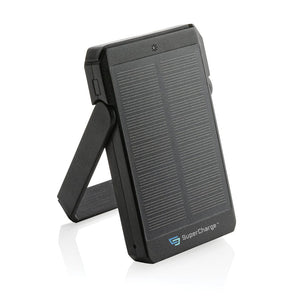 Powerbank solare 5000 mAh Skywave in plastica riciclata RCS nero - personalizzabile con logo