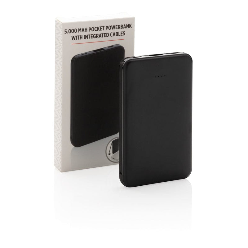 Powerbank tascabile 5.000 mAh con cavi integrati Colore: nero, bianco €21.09 - P322.081