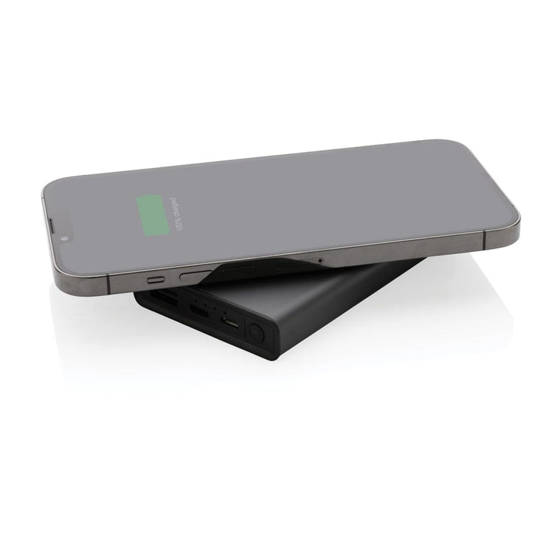 Powerbank wireless 5W da 5000 mAh in alluminio RCS Terra grigio - personalizzabile con logo