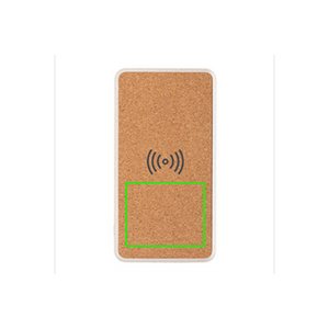 Powerbank wireless 8000 mAh in sughero e grano marrone - personalizzabile con logo