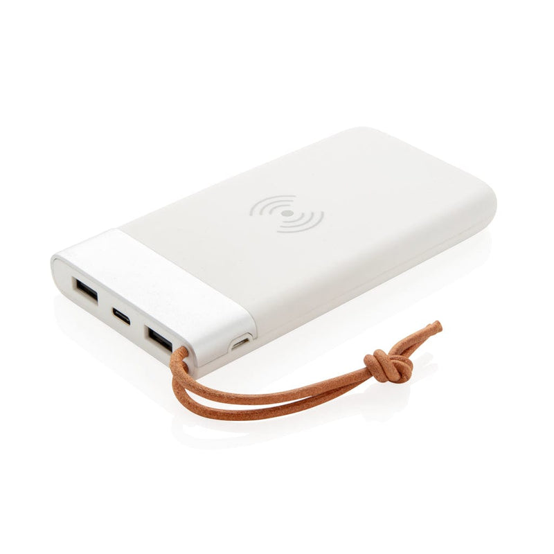 Powerbank wireless Aria da 8.000 mAh 5W bianco - personalizzabile con logo