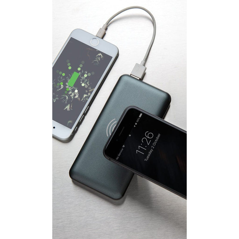 Powerbank wireless da 10.000 mAh con PD grigio - personalizzabile con logo