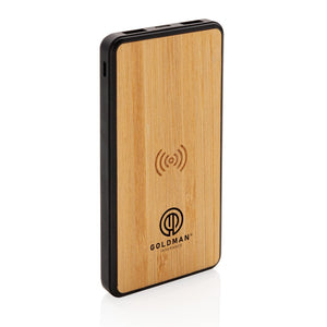 Powerbank wireless da 8.000 mAh in plastica riciclata RCS marrone - personalizzabile con logo