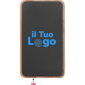 Powerbank wireless in legno Nero - personalizzabile con logo