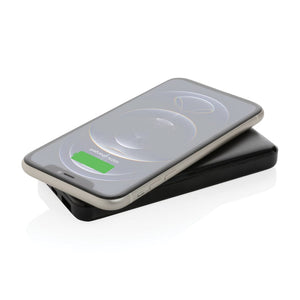 Powerbank wireless in plastica riciclata RCS CLASSY nero - personalizzabile con logo