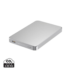 Powerbank wireless magnetica 5000mAh 15W Urban Vitamin Marin color argento - personalizzabile con logo