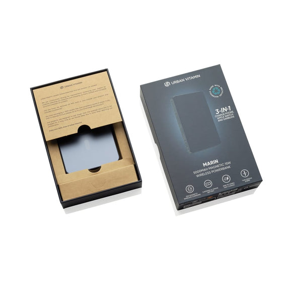 Powerbank wireless magnetica 5000mAh 15W Urban Vitamin Marin - personalizzabile con logo
