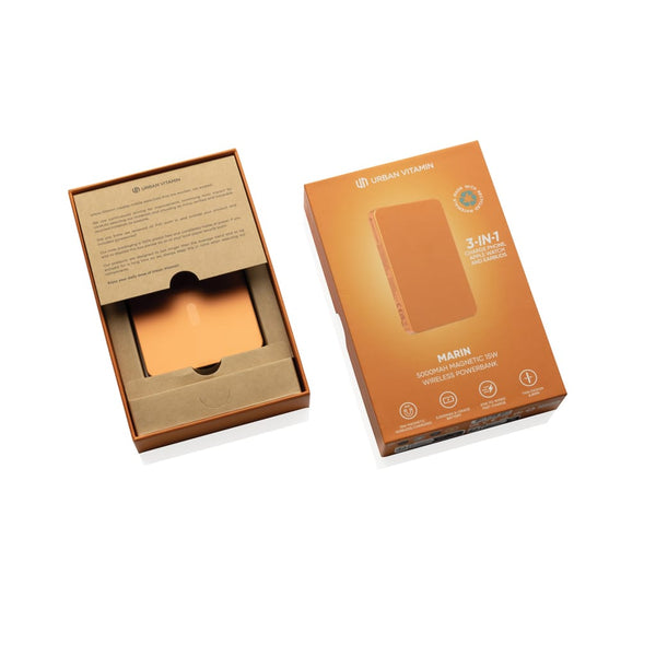 Powerbank wireless magnetica 5000mAh 15W Urban Vitamin Marin - personalizzabile con logo