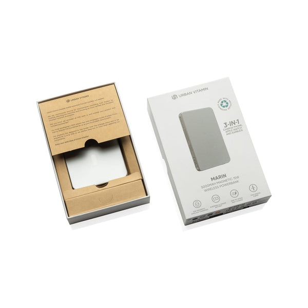 Powerbank wireless magnetica 5000mAh 15W Urban Vitamin Marin - personalizzabile con logo