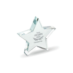 Premio stella in vetro Trasparente - personalizzabile con logo