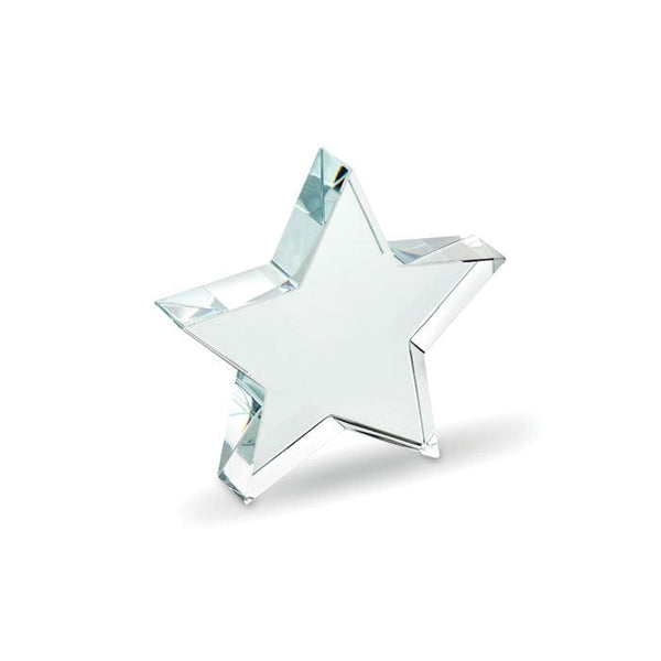 Premio stella in vetro Trasparente - personalizzabile con logo