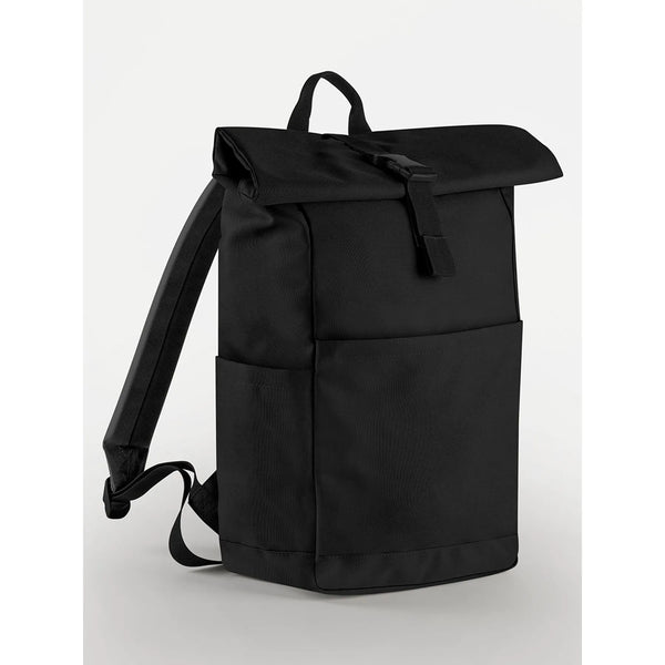 Premium Recycled Roll Top Backpack nero - personalizzabile con logo