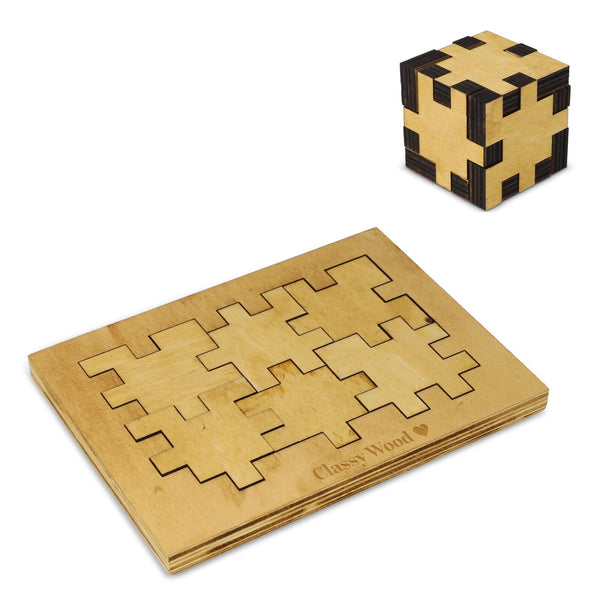 Puzzle di cubi di legno natura - personalizzabile con logo