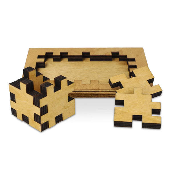 Puzzle di cubi di legno natura - personalizzabile con logo
