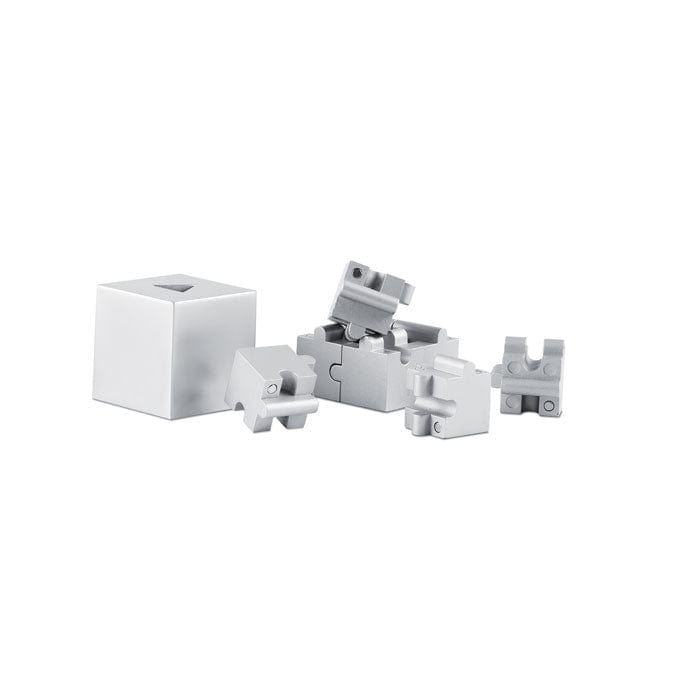 Puzzle magnetico 3D 8 pezzi color argento - personalizzabile con logo
